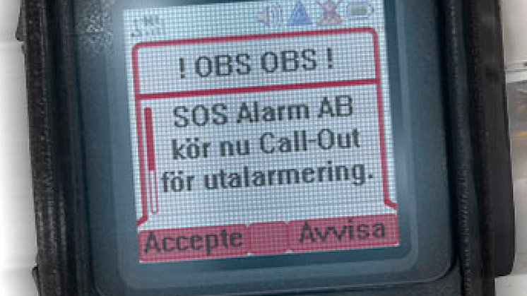 NU KÖR SOS ALARM UTALARMERING VIA CALL-OUT