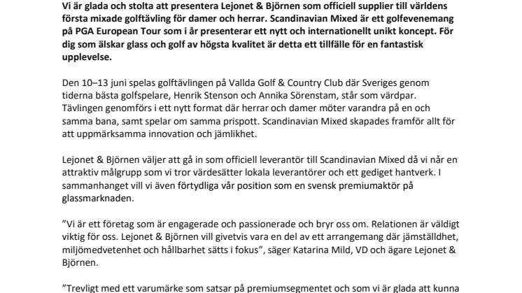 Lejonet & Björnen blir officiell supplier till golftävlingen Scandinavian Mixed