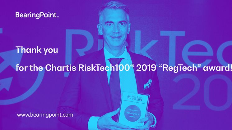 BearingPoint wins Chartis RiskTech100® 2019 award in the category “RegTech”