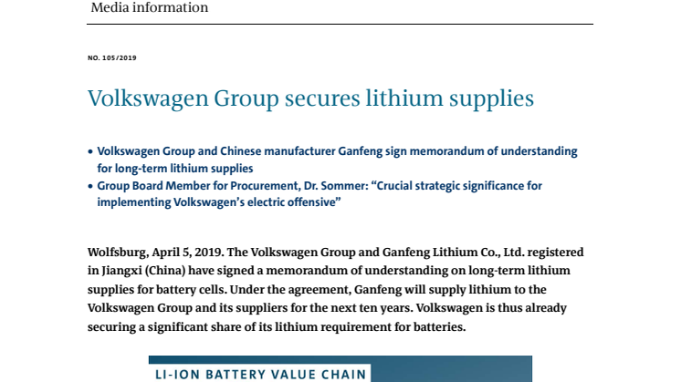 Volkswagen Group secures lithium supplies