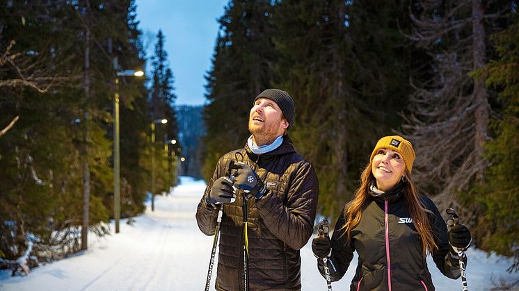 Elektroskandias Andreas Hasselblad och Jessica Vurestedt beundrar den nya belysningen.