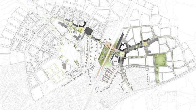 Så här ser planerna ut för Stångby just nu - men de kan komma att ändras efter att Stångbyborna varit med och sagt sitt. Bild: Stadsbyggnadskontoret, Lunds kommun. 