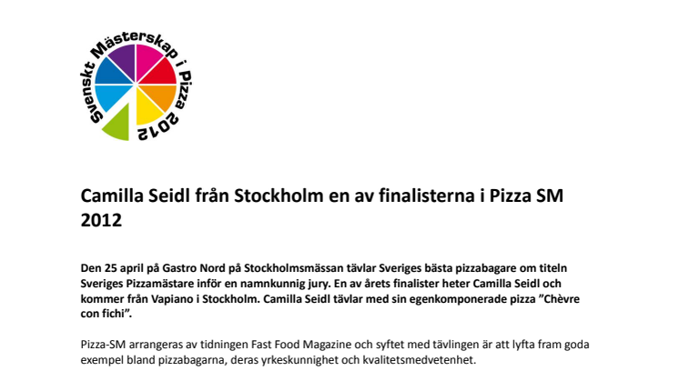 Camilla Seidl från Stockholm en av finalisterna i Pizza SM 2012