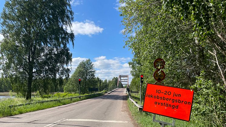 Jakobsbergsbron avstängd för underhåll 10-20 juni​