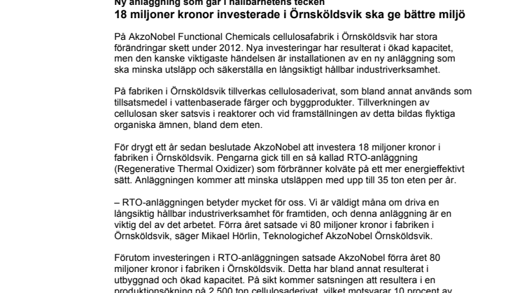 Ny anläggning som går i hållbarhetens tecken – 18 miljoner kronor investerade i Örnsköldsvik ska ge bättre miljö 