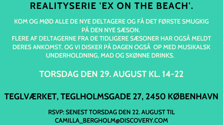 'Ex on the beach' presselaunch event invitation