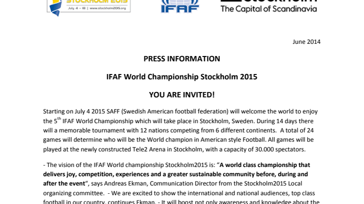 IFAF World Championship Stockholm 2015