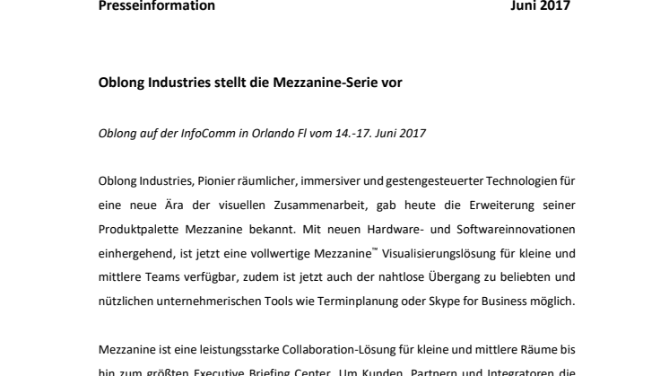 Oblong Industries stellt die Mezzanine-Serie vor