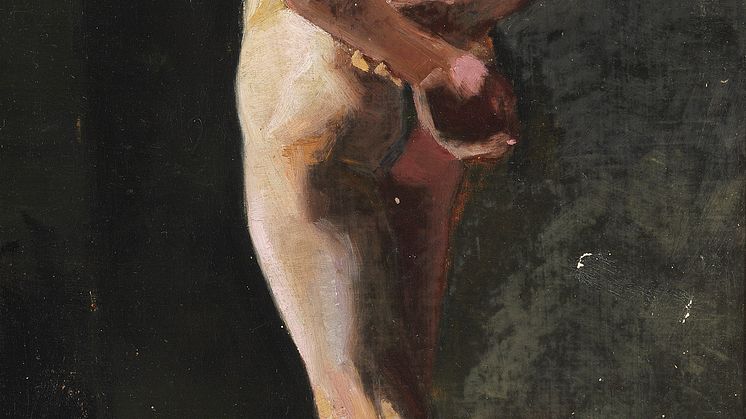 Marie Krøyer: Rygvendt mandlig model.