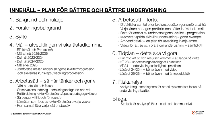 Ladda hem det viktiga innehållet i en plan för bättre och bättre undervisning