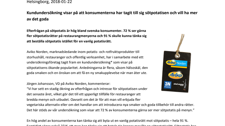 Kundundersökning visar på att konsumenterna har tagit till sig sötpotatisen och vill ha mer av det goda 