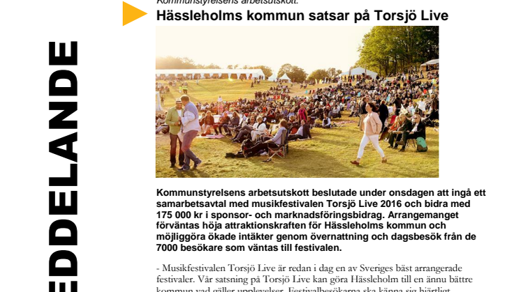 Hässleholms kommun satsar på Torsjö Live