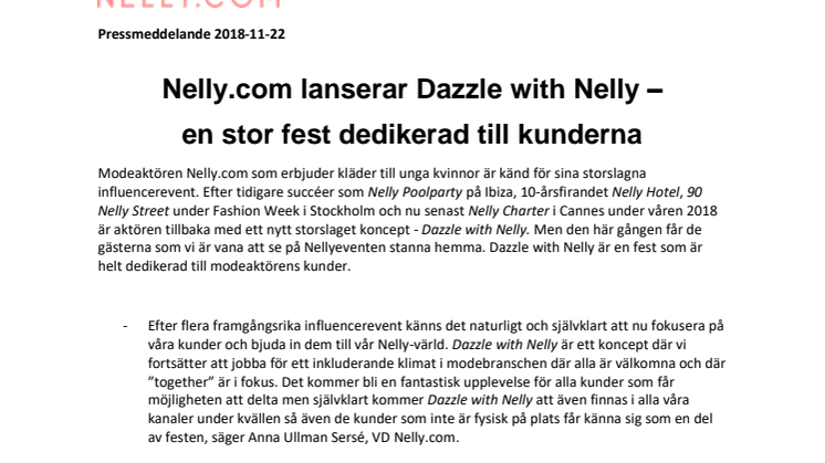  Nelly.com lanserar Dazzle with Nelly –  en stor fest dedikerad till kunderna  