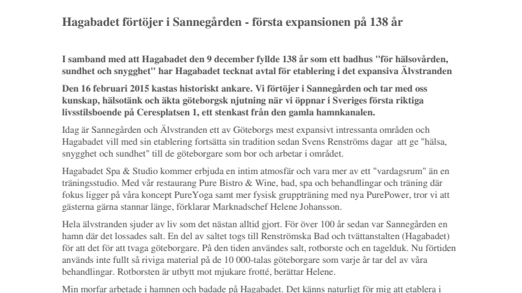 Hagabadet förtöjer i Sannegården - Hagabadets första expansion på 138 år 