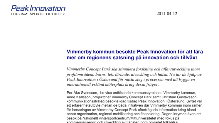 Vimmerby kommun besökte Peak Innovation för att lära mer om regionens satsning på innovation och tillväxt