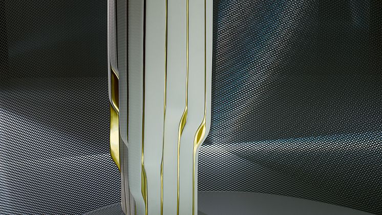 Vase Strip in Weiß-Gold, entworfen von Zaha Hadid Design. 