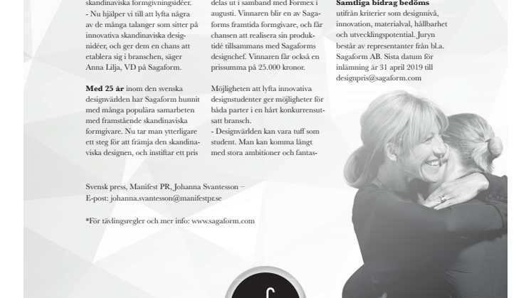 Sagaform instiftar formgivningspris till ung svensk design