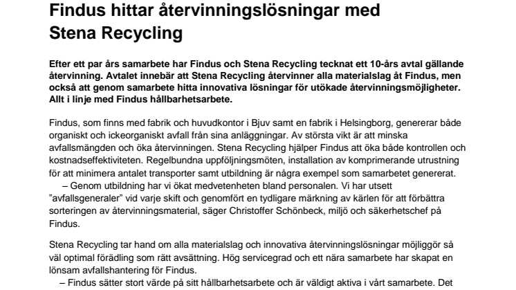 Findus hittar återvinningslösningar med Stena Recycling
