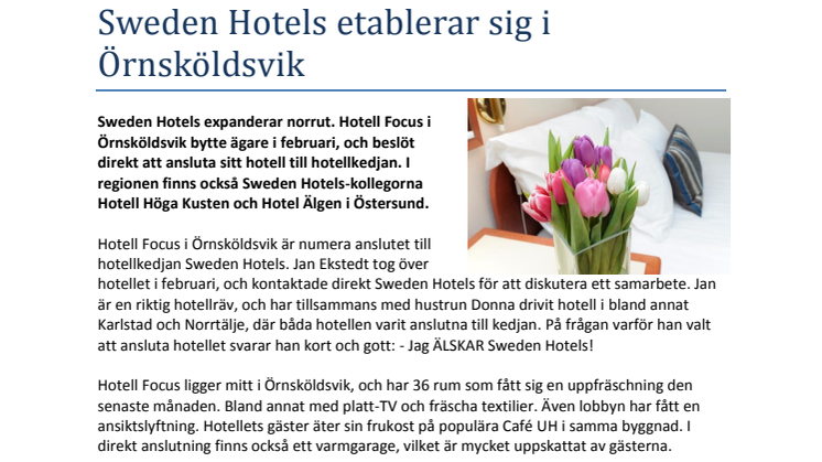 Sweden Hotels etablerar sig i Örnsköldsvik