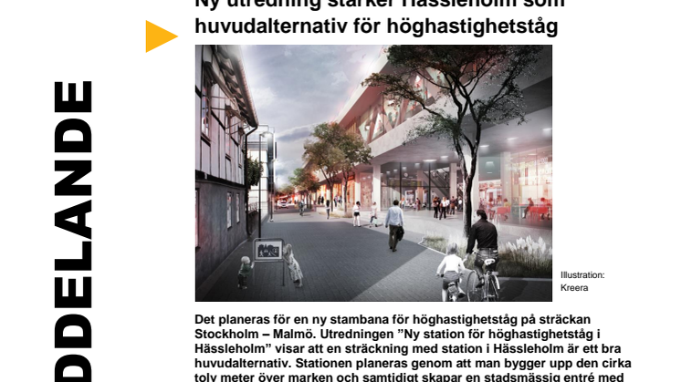 Ny utredning stärker Hässleholm som huvudalternativ för höghastighetståg