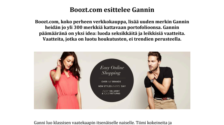 Boozt.com esittelee Gannin