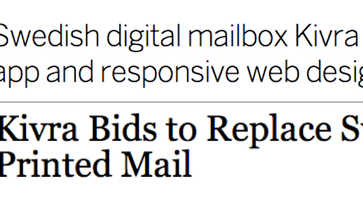 The Wall Street Journal och The Next Web uppmärksammar lanseringen av den digitala brevlådan Kivra