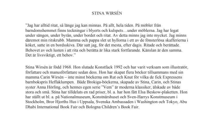 Stina Wirsen Biografi