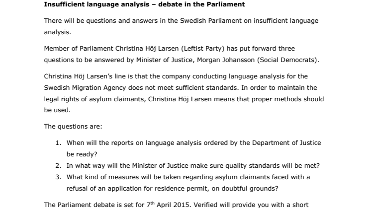 ​Insufficient language analysis – debate in the Parliament