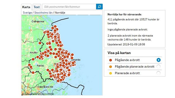 Presskonferens nr 2 ang stormen Alfrida med Vattenfall, PTS och Norrtälje kommun 10/1 kl 11.30