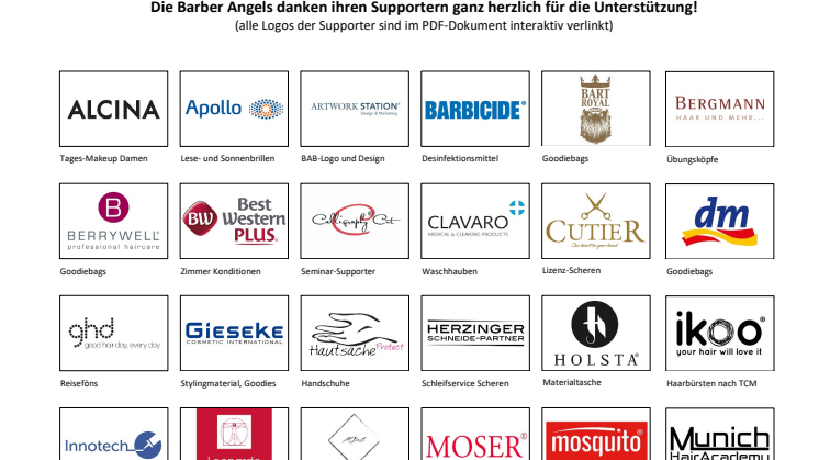 Supporter der Barber Angels - Stand Mai 2019