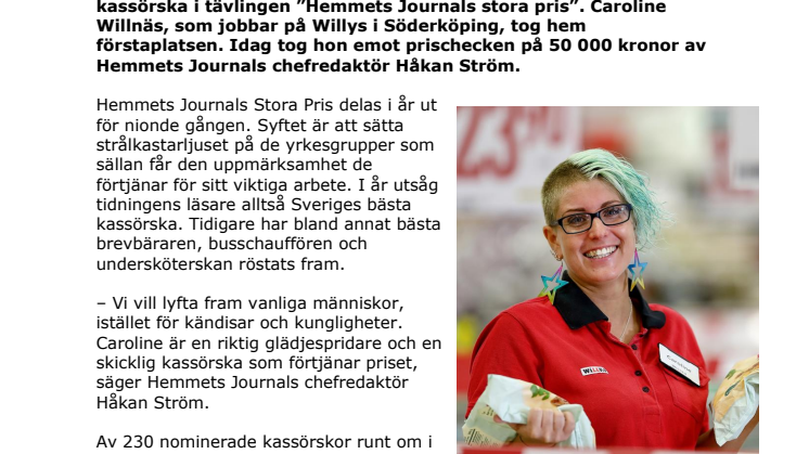 Hon är Sveriges bästa kassörska enligt Hemmets Journals läsare – får 50 000 kr