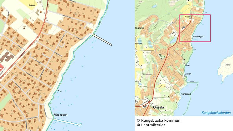 Karta över Fjärskogen i Onsala