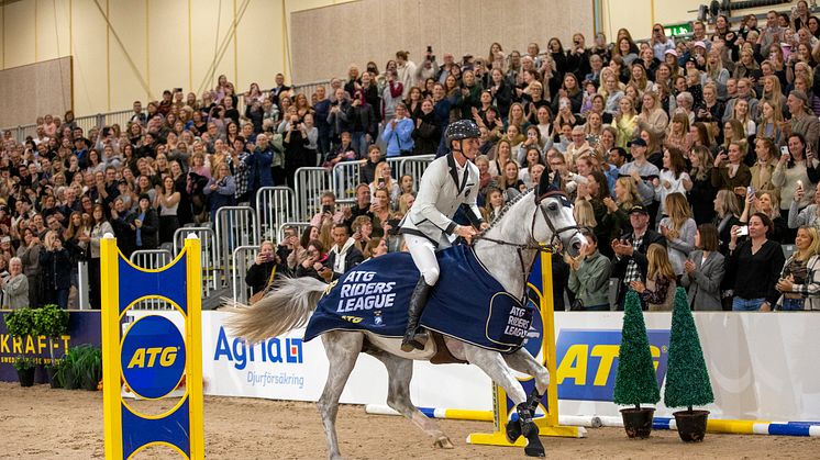 Peder Fredricson och Crusader Ice vann ATG Riders League 150 under Jönköping Horse Show. Foto: Roland Thunholm