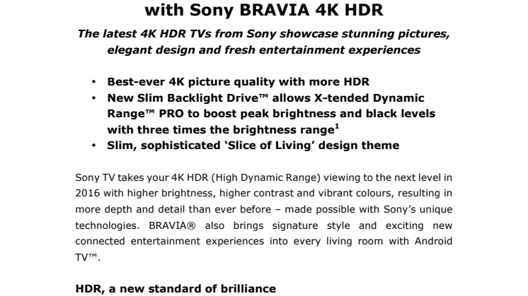 Sonyn BRAVIA 4K HDR -TV näyttää tosielämän yksityiskohdat 
