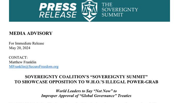 Som riksdagsledamot i Sverige har jag fått en inbjudan till ”The Sovereignty Summit” i Washington DC som sponsras av ”Sovereigny Coalition” med hjälp och stöd från U.S. senator Ron Johnson. 