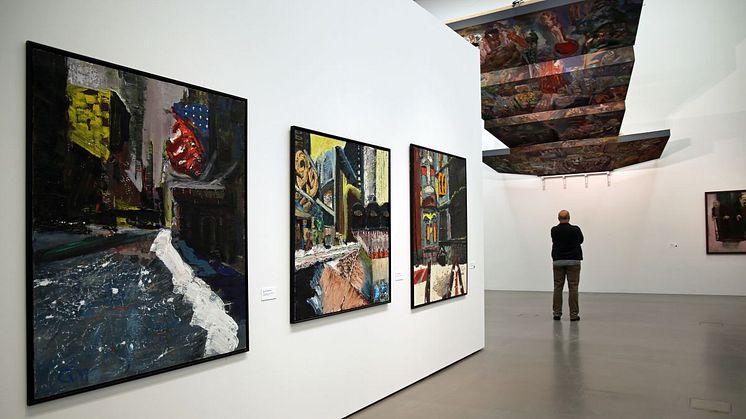 Blick in die Ausstellung "ruhelos" von Sighard Gille im Museum der bildenden Künste Leipzig