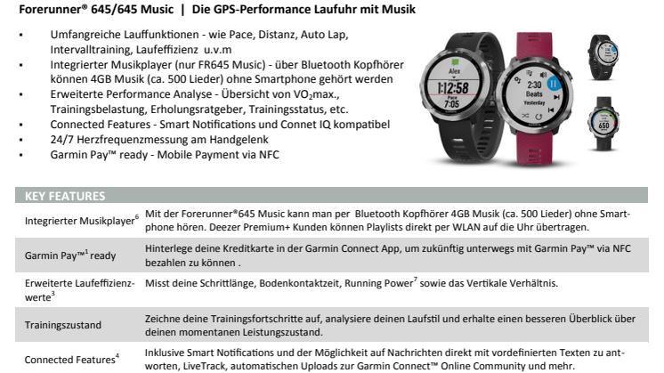 Datenblatt Forerunner 645M