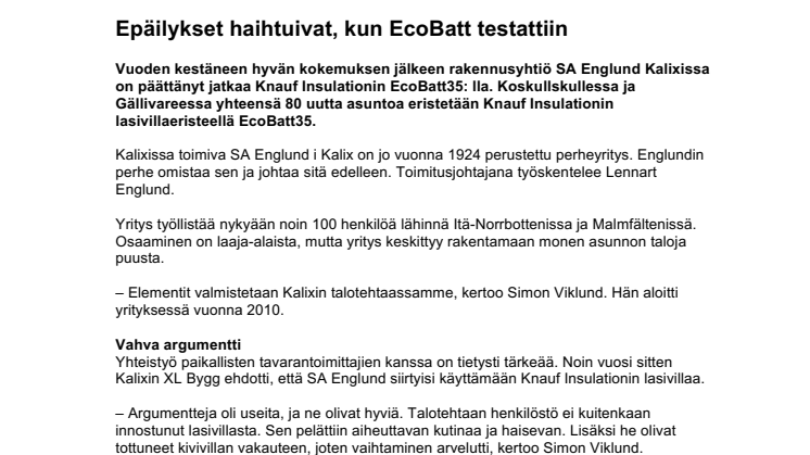 Epäilykset haihtuivat, kun EcoBatt testattiin