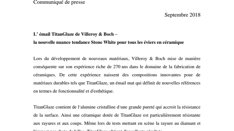 L' émail mat TitanGlaze de Villeroy & Boch – la nouvelle nuance tendance Stone White pour tous les éviers en céramique