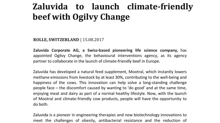 Zaluvida to launch climate-friendly beef with Ogilvy Change 