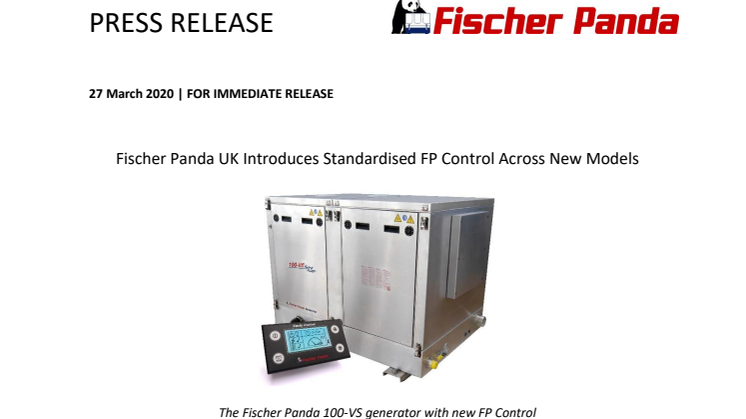 Fischer Panda UK Introduces Standardised FP Control Across New Models