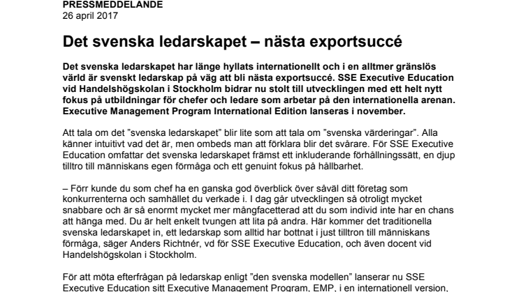 Det svenska ledarskapet – nästa exportsuccé