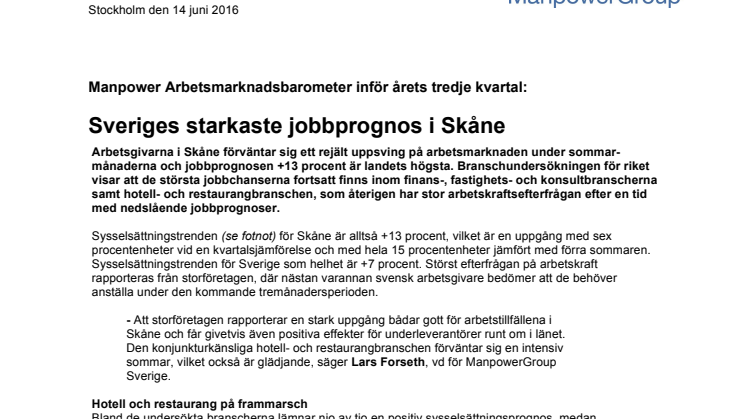 Sveriges starkaste jobbprognos i Skåne