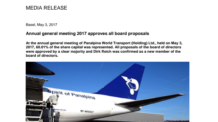 Annual general meeting 2017 approves all board proposals