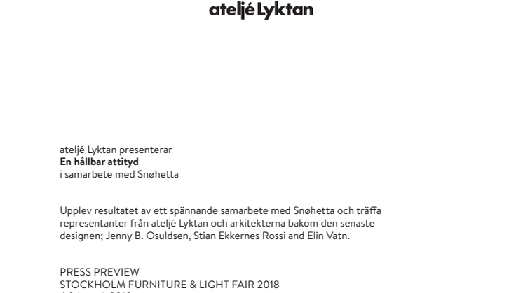 Pressinbjudan: ateljé Lyktan + Snøhetta