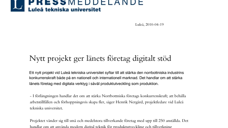 Nytt projekt ger Norrbottens företag digitalt stöd