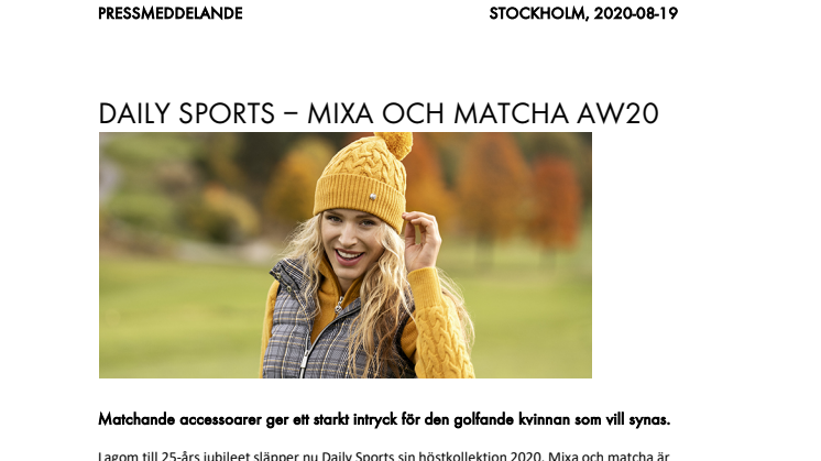 DAILY SPORTS – MIXA OCH MATCHA AW20