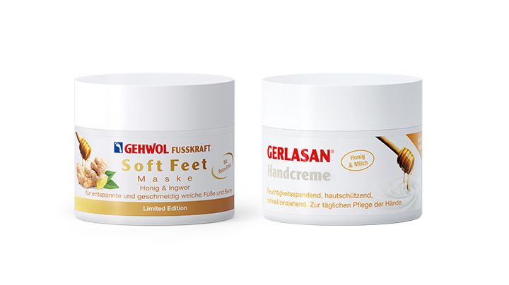 Limited Edition: GEHWOL FUSSKRAFT Soft Feet Maske Honig plus GERLASAN Handcreme