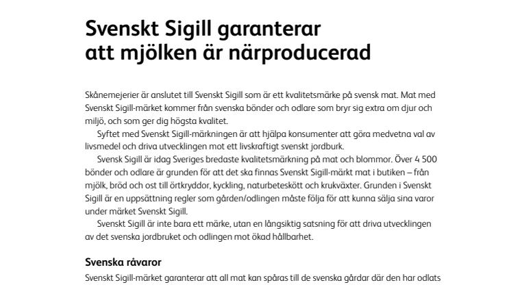 Fakta Svenskt Sigill