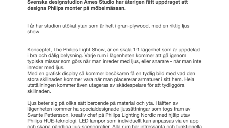 Svenska designstudion - Ames Studio, designar The Philips Light Show på Möbelmässan.